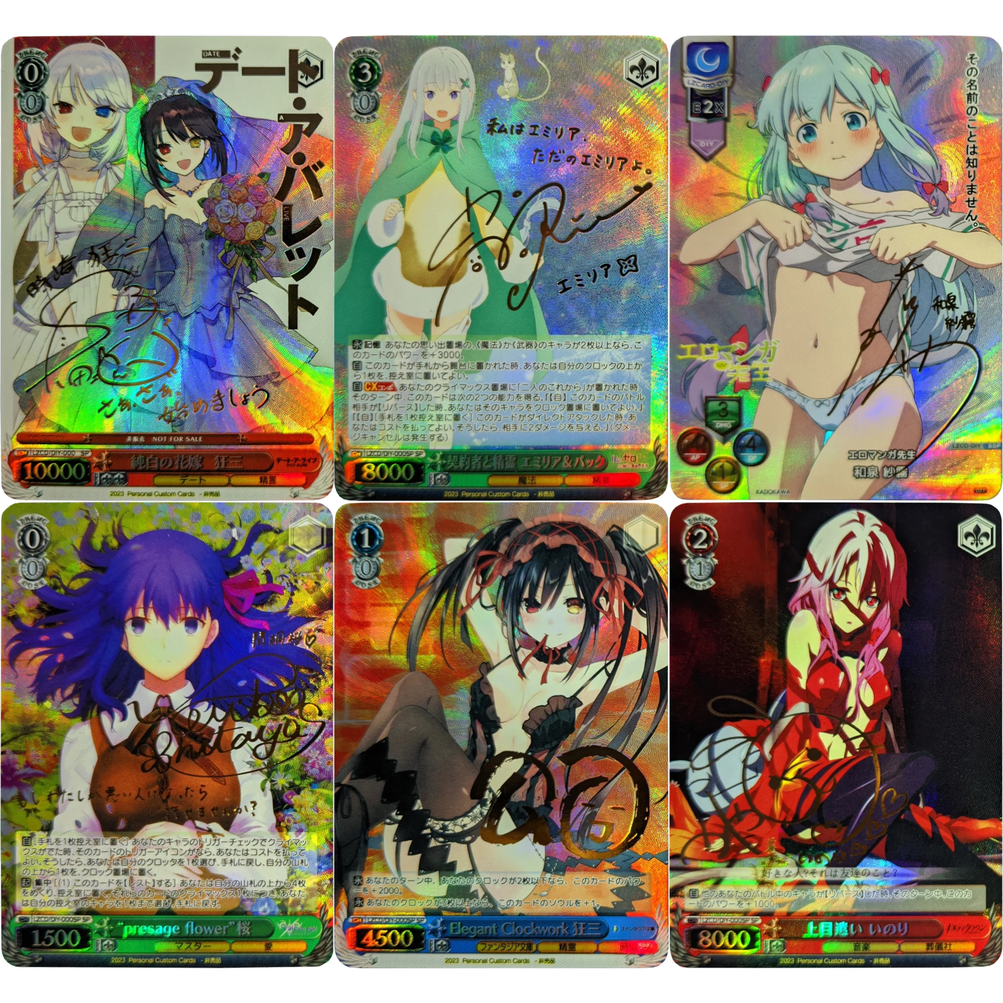 

Diy Self Made Tokisaki Kurumi Matou Sakura Izumi Sagiri Signature Flash Card ACG Gift Toy Game Anime Collection Cards