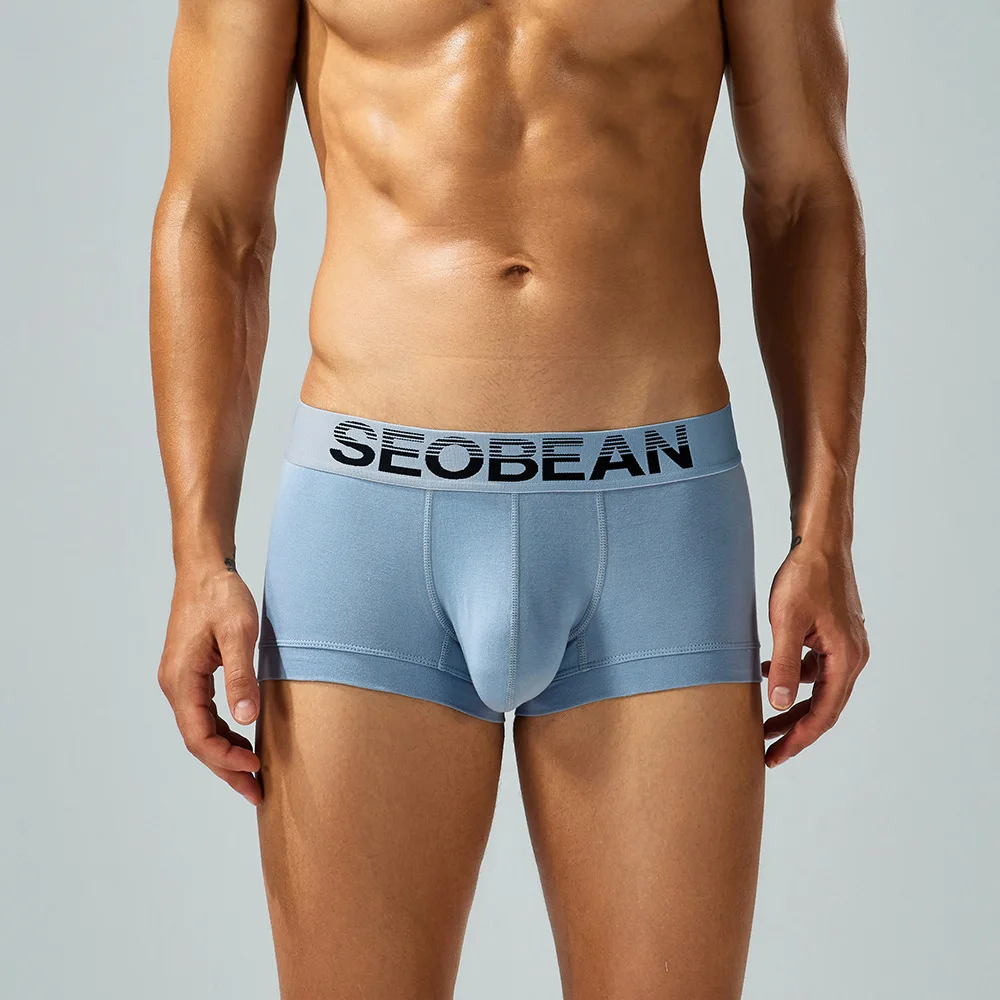 

Men's 40s Combed Cotton Boxer Briefs - Low Rise Breathable Underwear Soft Comfortable Solid Color Trunks Seobean 250209 509066