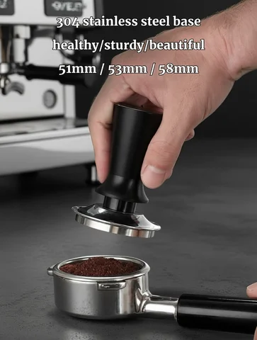 Tamper 58mm Coffee 58mm 53mm 54mm 51mm Espresso Tamper Barista Coffee Tamper with Calibrated Spring Loaded Stainless Steel Tampers