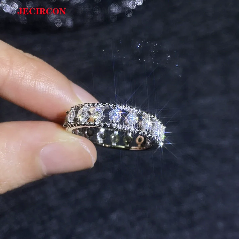 

Женское кольцо JECIRCON из стерлингового серебра 925 пробы с муассанитом, модное роскошное сверкающее звездное небо, вечность, ювелирные изделия для вечеринок