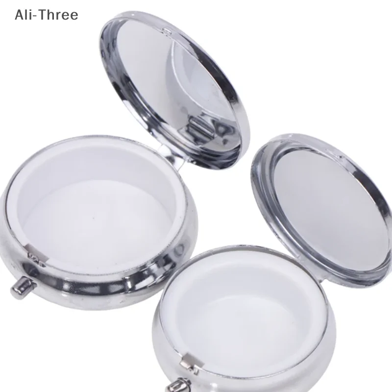 1Pcs Metal Pill Boxes Stainless Steel Round Pill Boxes Medicine Organizer Container Medicine Case Splitters Pill Candy Box