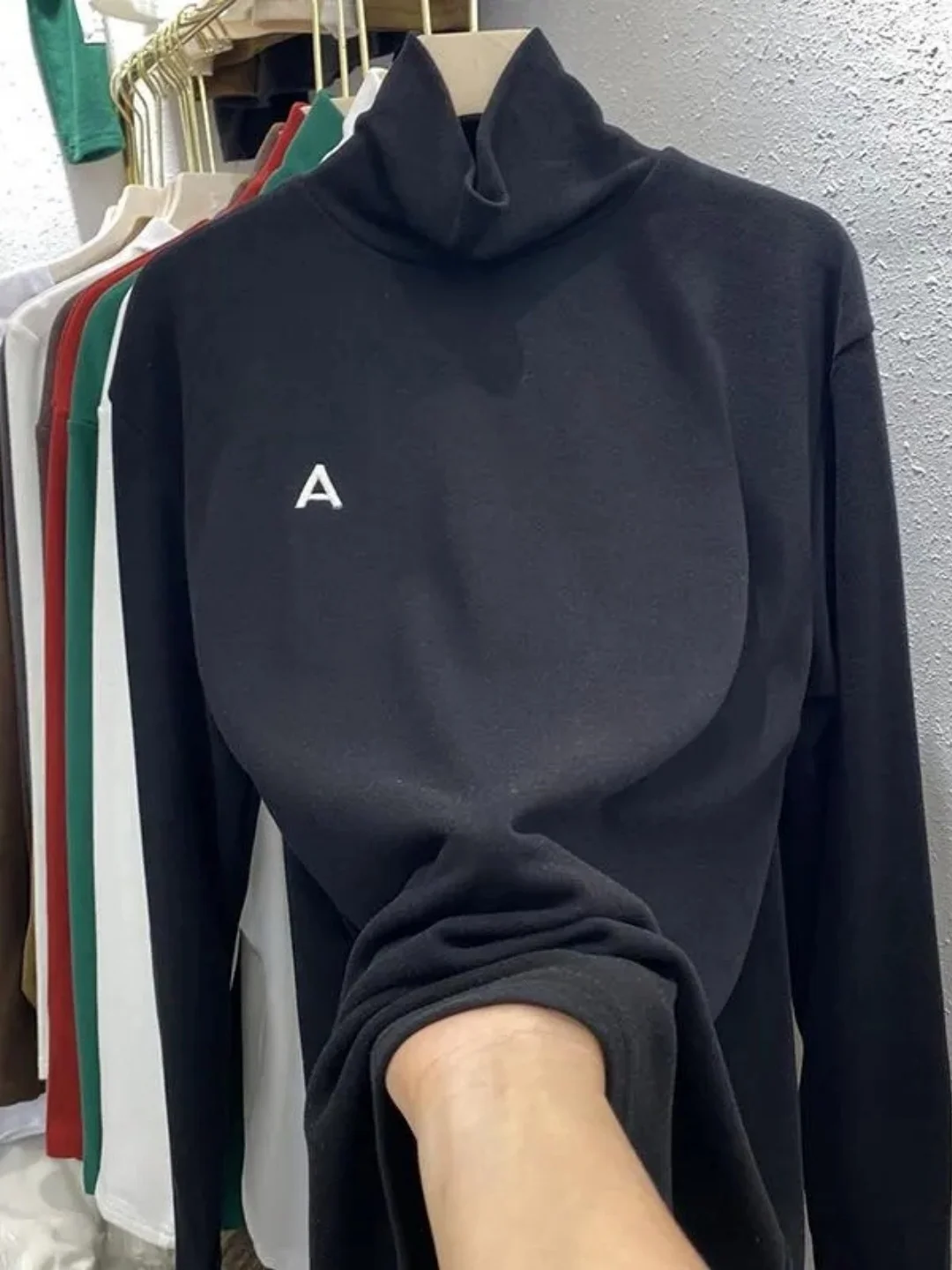 

Women's Oversize High Collar Letter T-irt Long Sve Thermal Faionable Versatile Base irt Top Winter Warm Vintage Sle