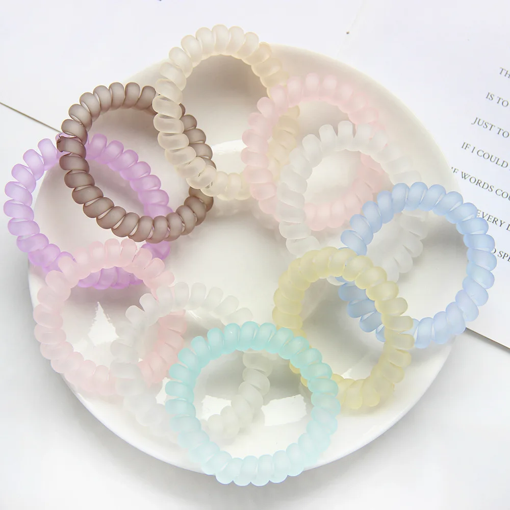 5pcs New Sweet Hot Selling Printed Candy Color Phone Ring Rubber Hair Bands for Women Girl Child Hair Accessories Headwear