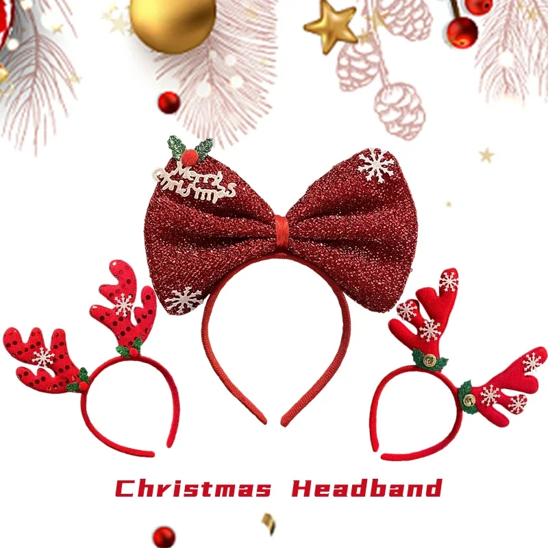 Christmas Deer Horn Hair Hoops Women Santa Claus Hair Card Headwear Holiday Dressing Gifts Headbands Hair Accessories Headwear