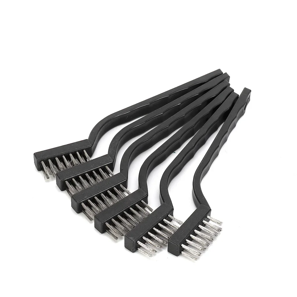 6pcs Mini Small Wire Stainless Steel Cleaning Brushes Rust Remover Removal Tool Special Corrosion 13cm Black New