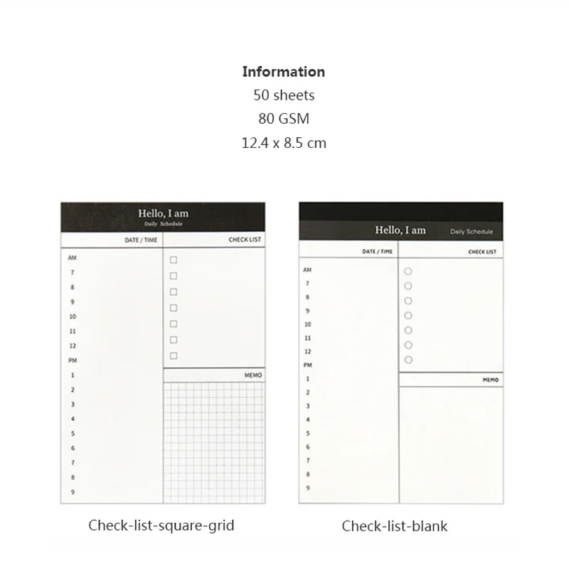 Mini Daily Planner Notebook Check List Notepad Sticky notes 12.4 X 8.5 cm 50 Sheets Office school supplies Agenda stationery