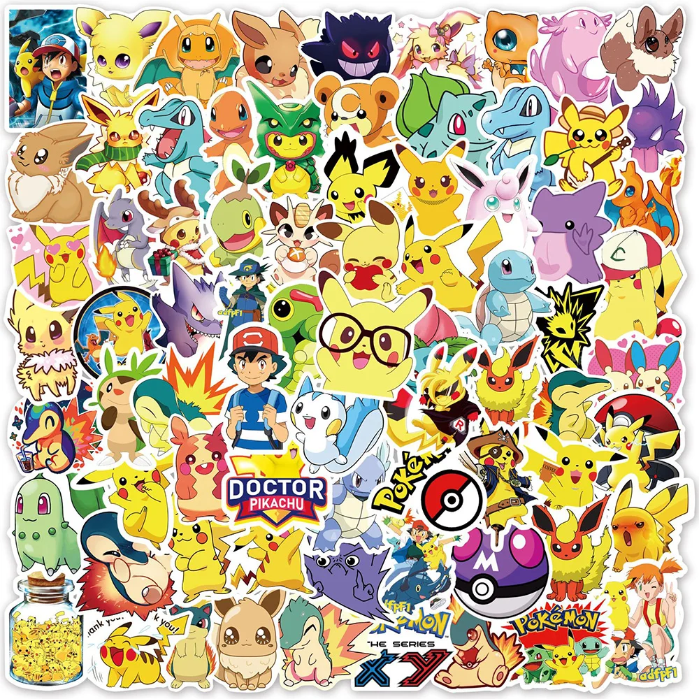 10/30/50/100pcs Classic Japan Anima Manga Pokemon Stickers Decal DIY Notebook Luggage Suitcase Cool Cartoon Gift Sticker Kid Toy