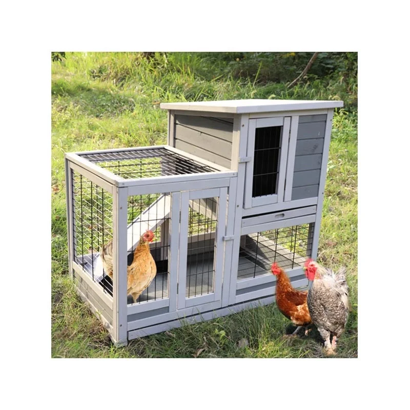 Outdoor Gray Pet House Chicken Nesting Box Bunny Rabbit Hutch Large Wooden Hen Cage Chicken Coop