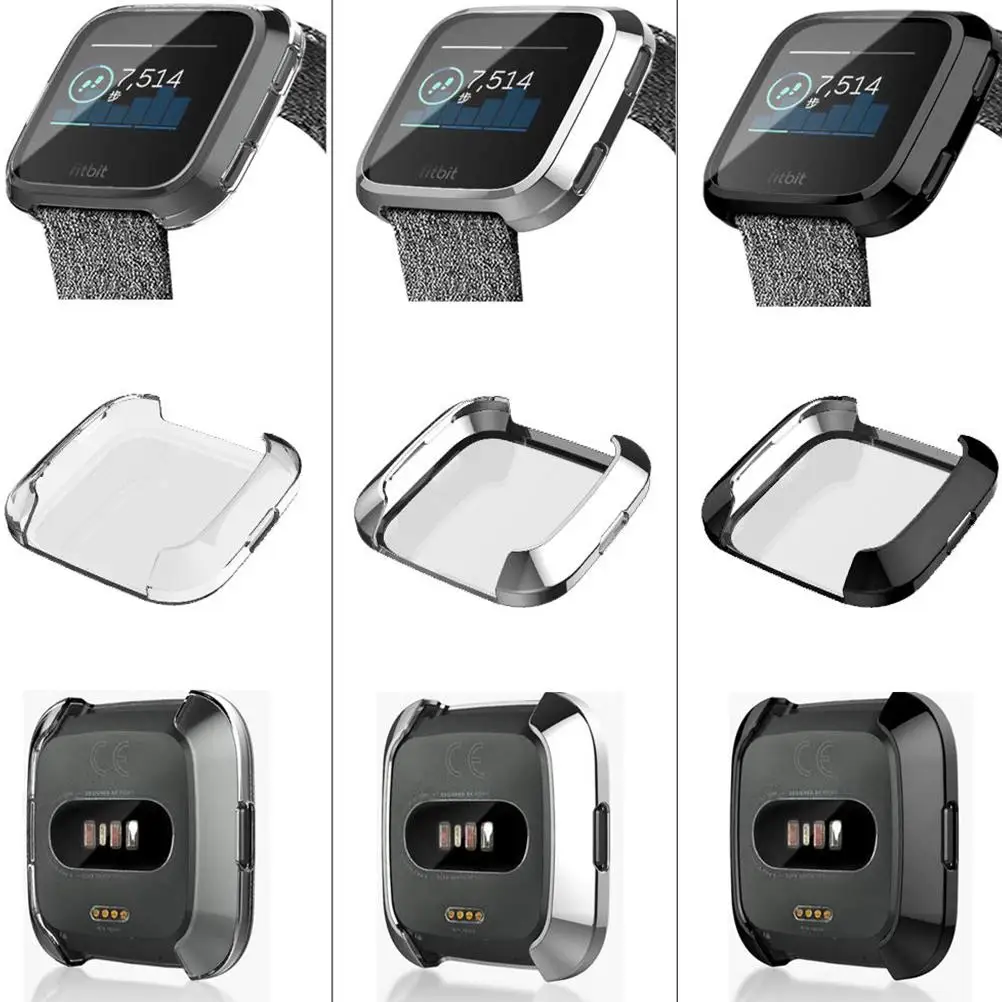 

Electroplating Protective Shell Watch Case Screen Black Cover Bumper Slim Lightweight TPU Shockproof Compatible