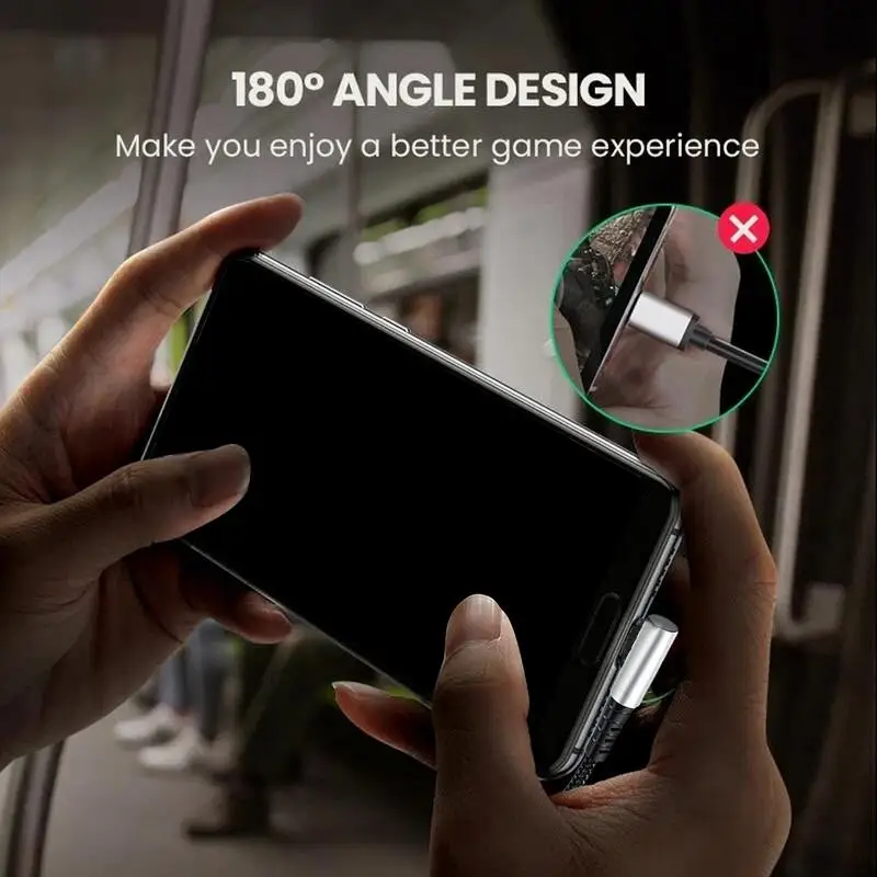 USB C الحبل نوع C كابل شحن قصير 90 درجة محول الحبل الزاوية اليمنى كابل بيانات 6A شحن سريع C الحبل للكمبيوتر والكمبيوتر المحمول