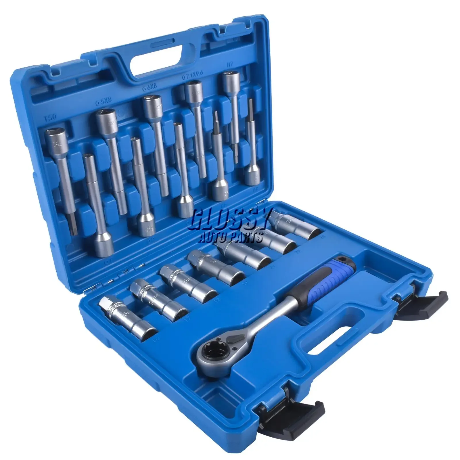 Image of AP03 Set mit 18 Stoßdämpfer-Mutternwerkzeugen, Spezial-Steckschlüssel für Federbeinlagerwechsel, 1/2 Zoll Antrieb