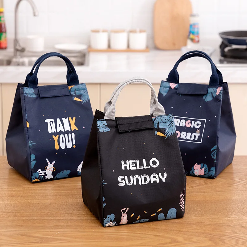 Fresh Blue Forest Cartoon Lunch Bag Waterproof Thickened Insulation Travel Picnic Bag Tote Food Bag Cooler Bag Student Lunch Box