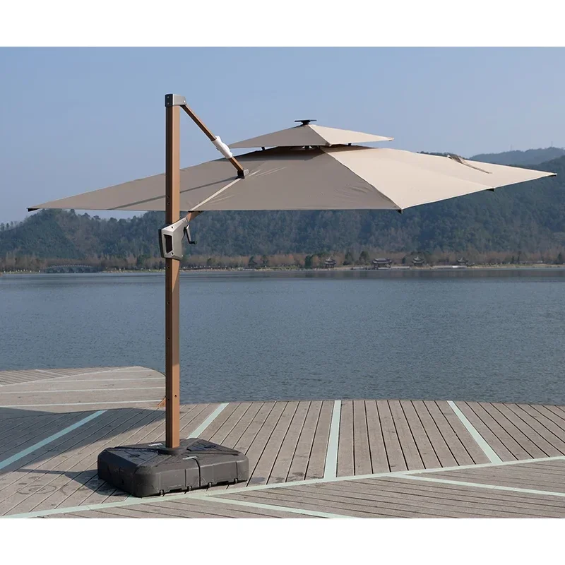 Cantilever wind resistant beach umbrella heavy duty outdoor umbrella and stand