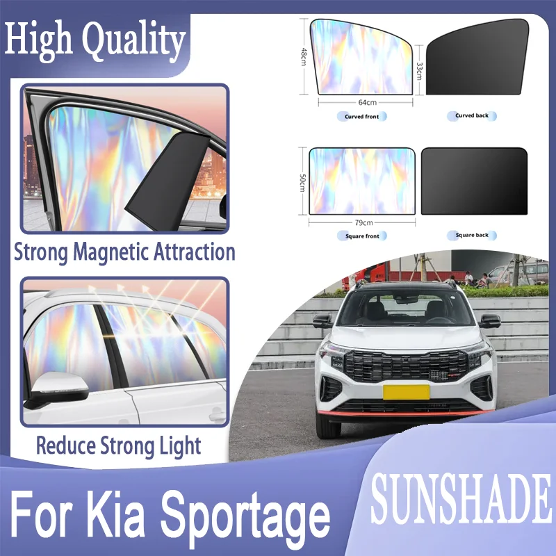 For Kia Sportage, Magnetic Side Window Sun Shade Titanium Silver Reflective, Full UV/Heat Block, Keeps Cabin Cool, Easy Storag