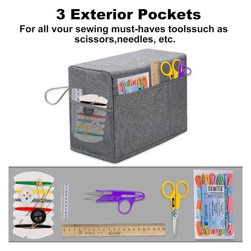 ماكينة خياطة غطاء غبار مع جيوب تخزين عالمية للحياكة مقص أقدام الضغط ماكينة خياطة منزلية واقية #5