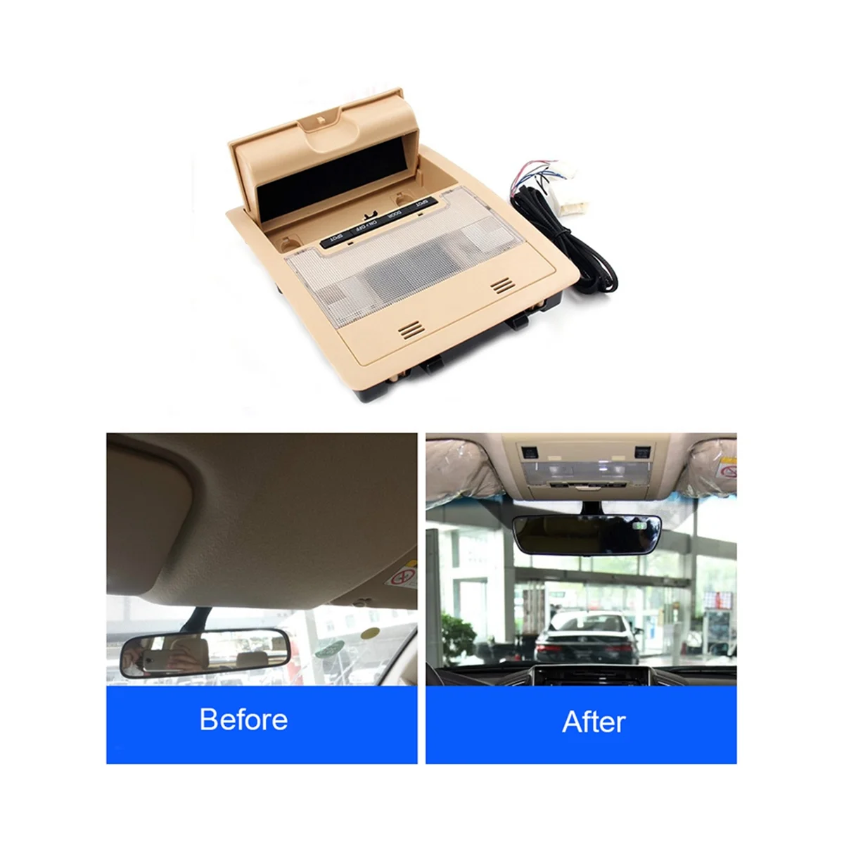 Car Interior Reading Light Modification Roof Light Glasses Case For 2008-2020 Toyota Land Cruiser 200 LC200(Beige)