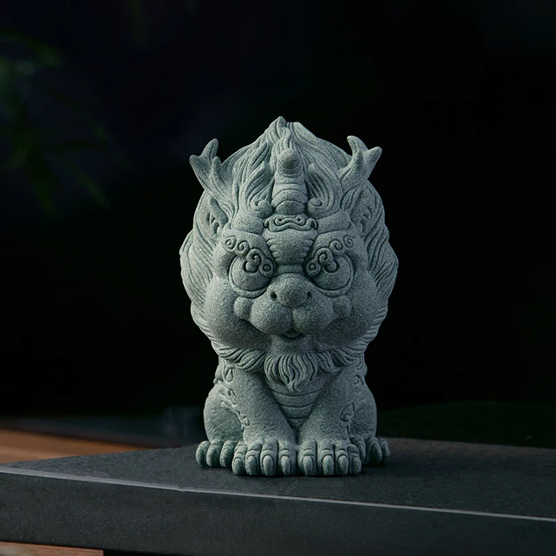 

Blue sand stone attracts wealth, small unicorn Pixiu ornament, tea table boutique Guochao