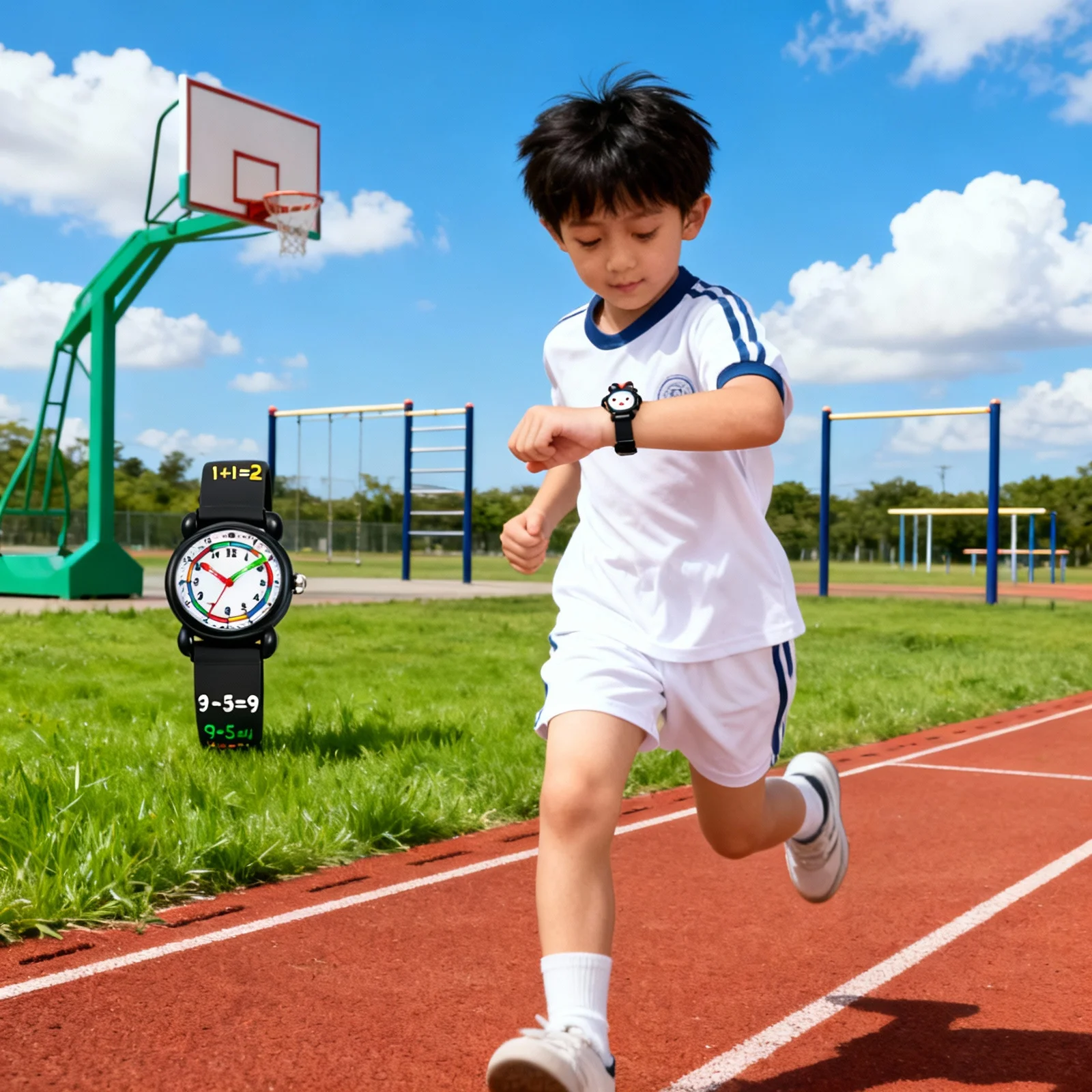 편안한 스트랩을위한 3D 만화 시계 블랙 방수 석영 손목 시계 크리 에이 티브 액세서리 학생 선물