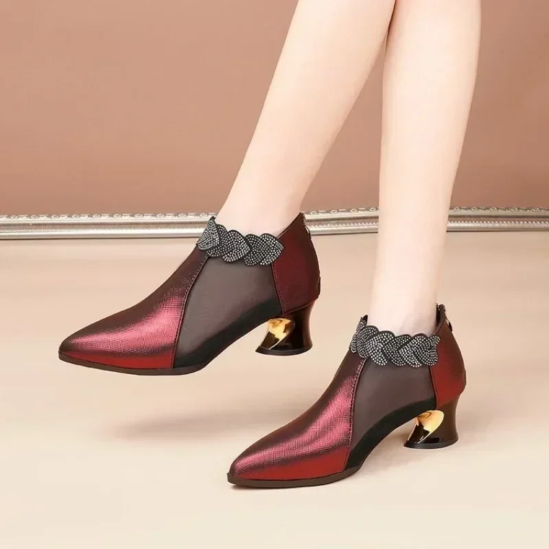 Women Fashion Sweet Light Weight Comfort Square High Heel Boots Lady Casual Spring Autumn Boots