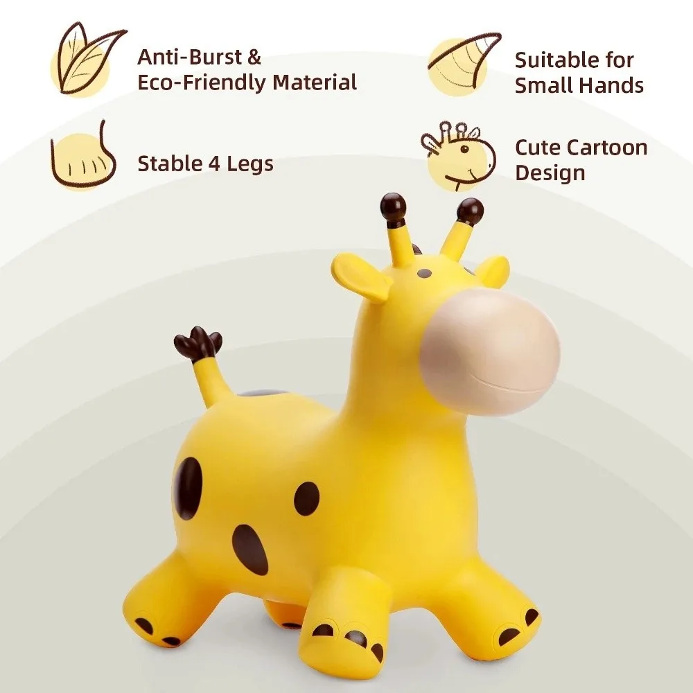 Fun Inflatable Giraffe Bouncy Horse Thickened Rubber Animals Jumping Sturdy Anti-fall Ride-on Toy Horse Kid Bouncer Hopping
