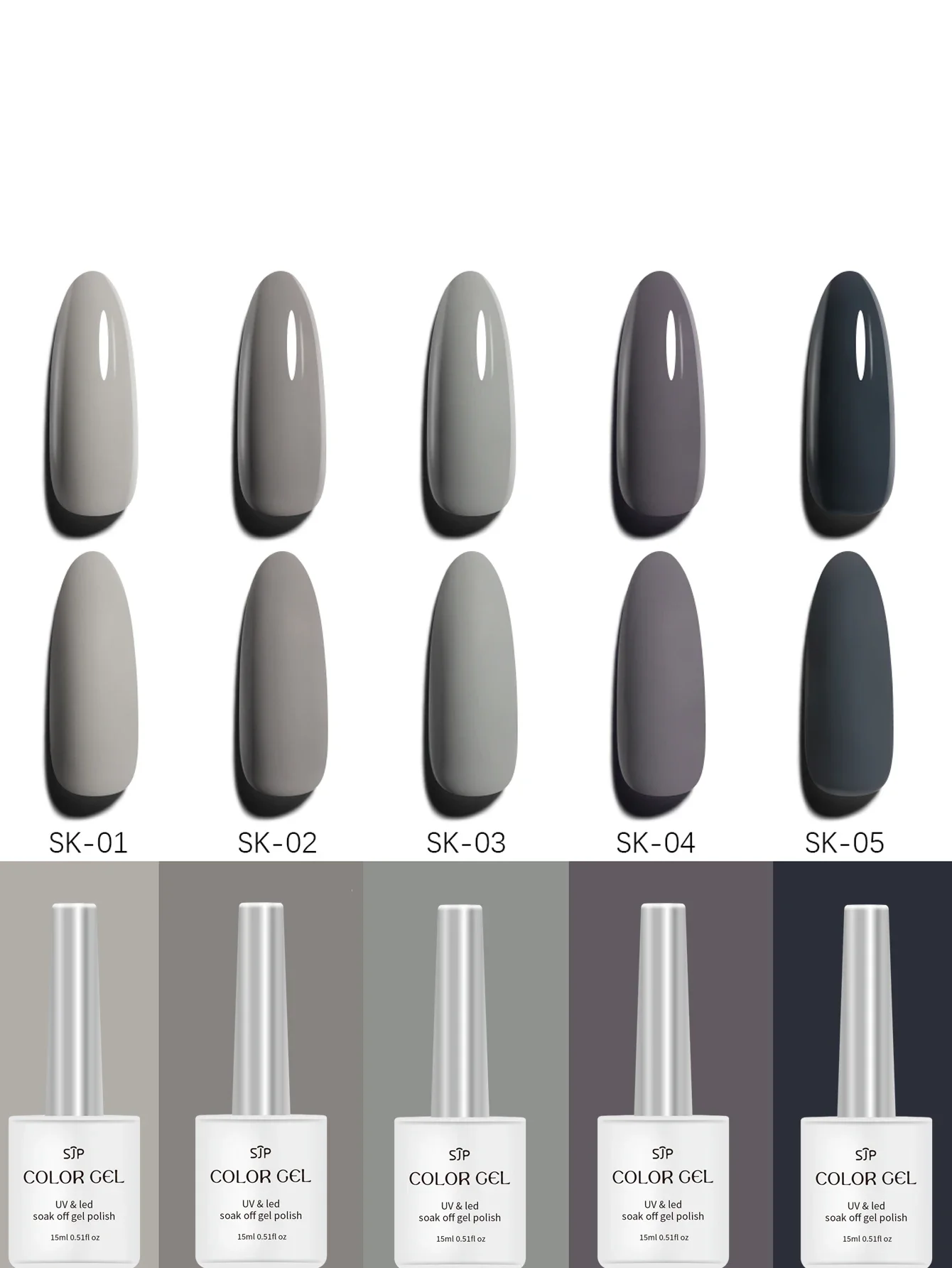 1/5 gris vernis à ongles Gel ensemble bricolage Nail Art décoration tremper Gel UV longue durée manucure peinture Gel Vernis Kits