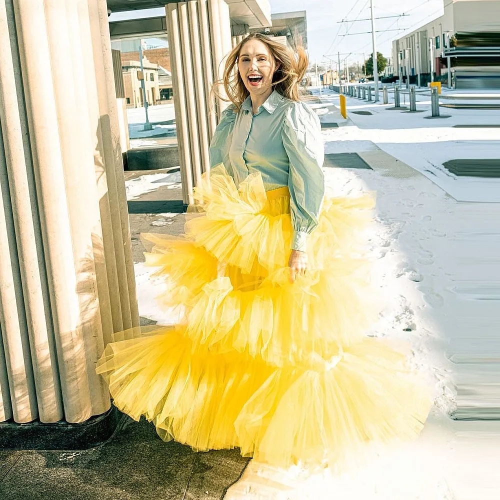 

Ball Gown Tulle Birthday Skirts Tiered Puffy Tiered High Waist Tulle Long Birthday Skirt Maxi Skirt Saias