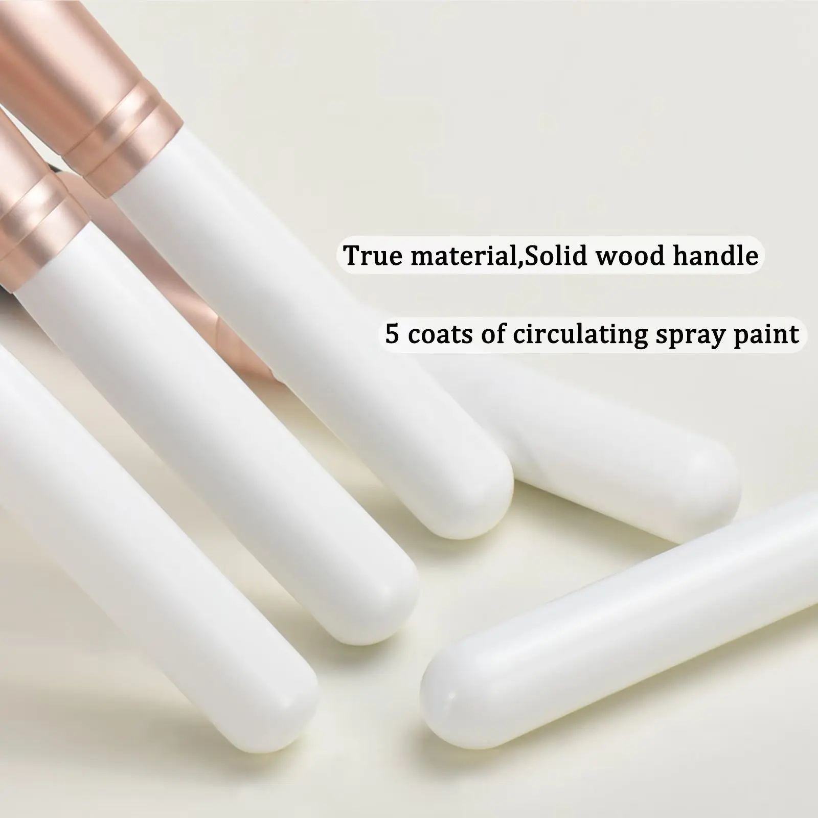 Witte make-upborstelset met houten handvat - Cosmetische penselen van topkwaliteit voor gezicht en ogen