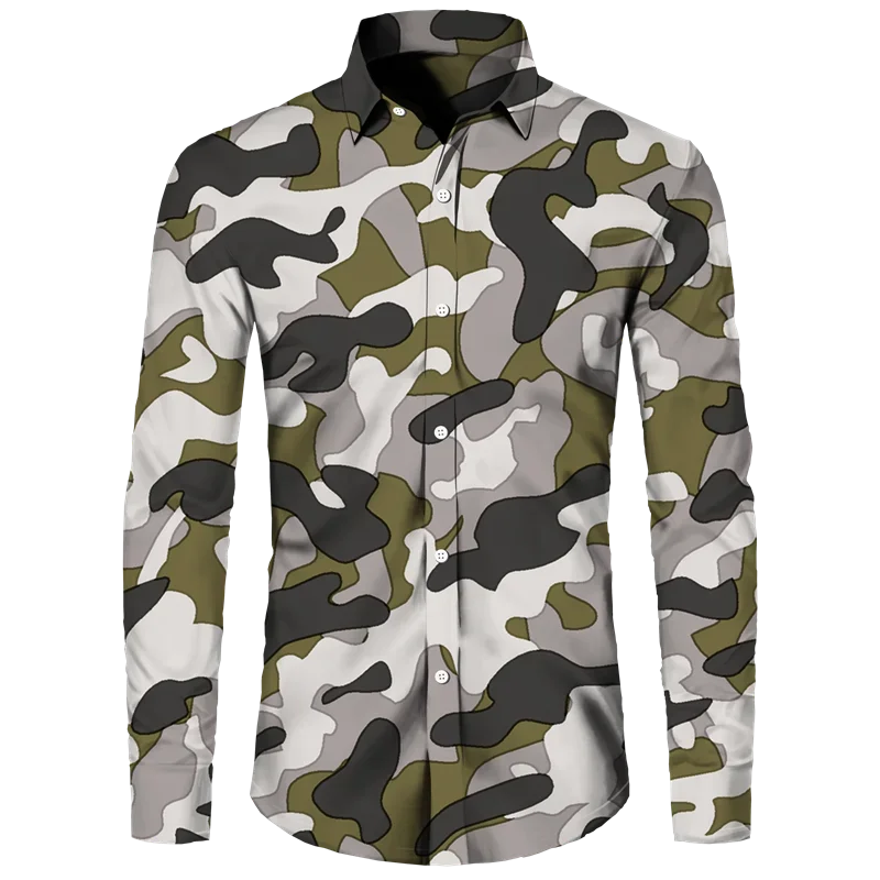 Newest Spring Autumn Men\'s Shirt Camouflage 3D Printed Long Sleeve Tops Casual Turn-down Collar Button Shirt Men Women T-shirt