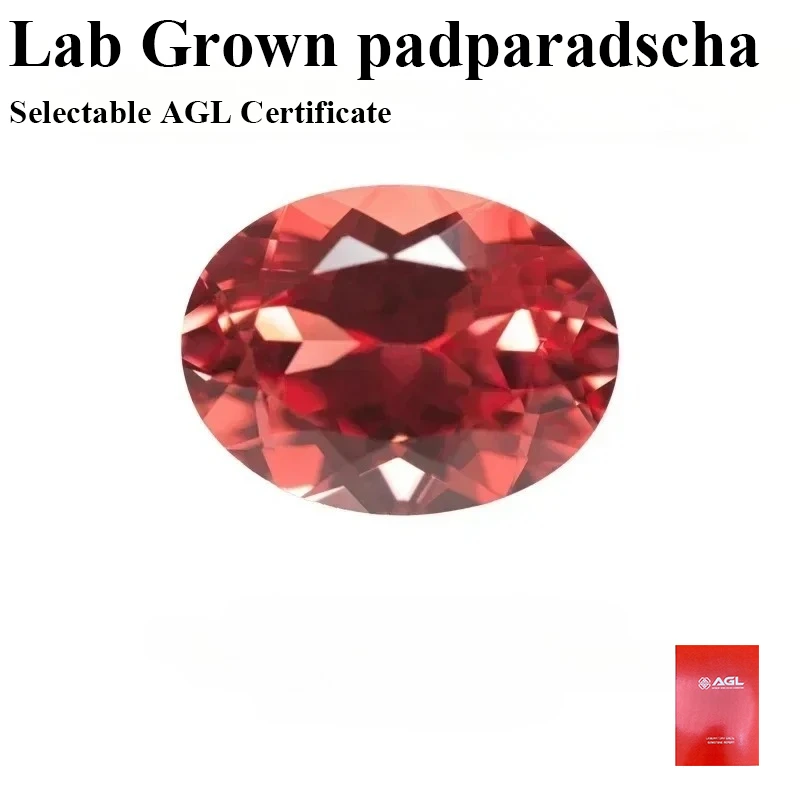 

Lab Grown Padparadscha Oval Cut Fire Lotus Color Charm Artificial Gemstone for Diy Jewelry Making Gift Selectable AGL Certificat