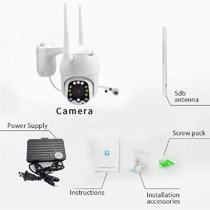 Weatherproof Security Camera para Home Security, 360 °, PTZ, WiFi, Câmeras de Vigilância, 1080P, IP66, AI Motion Detection