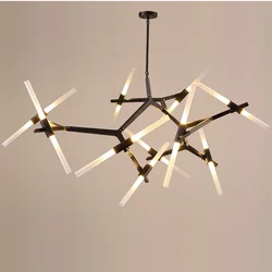 Modern Branch Led Ceiling Chandelier Glass Black For Hall Dining Living Room Bedroom Pendant Lights Home Decor Lusters Luminaire