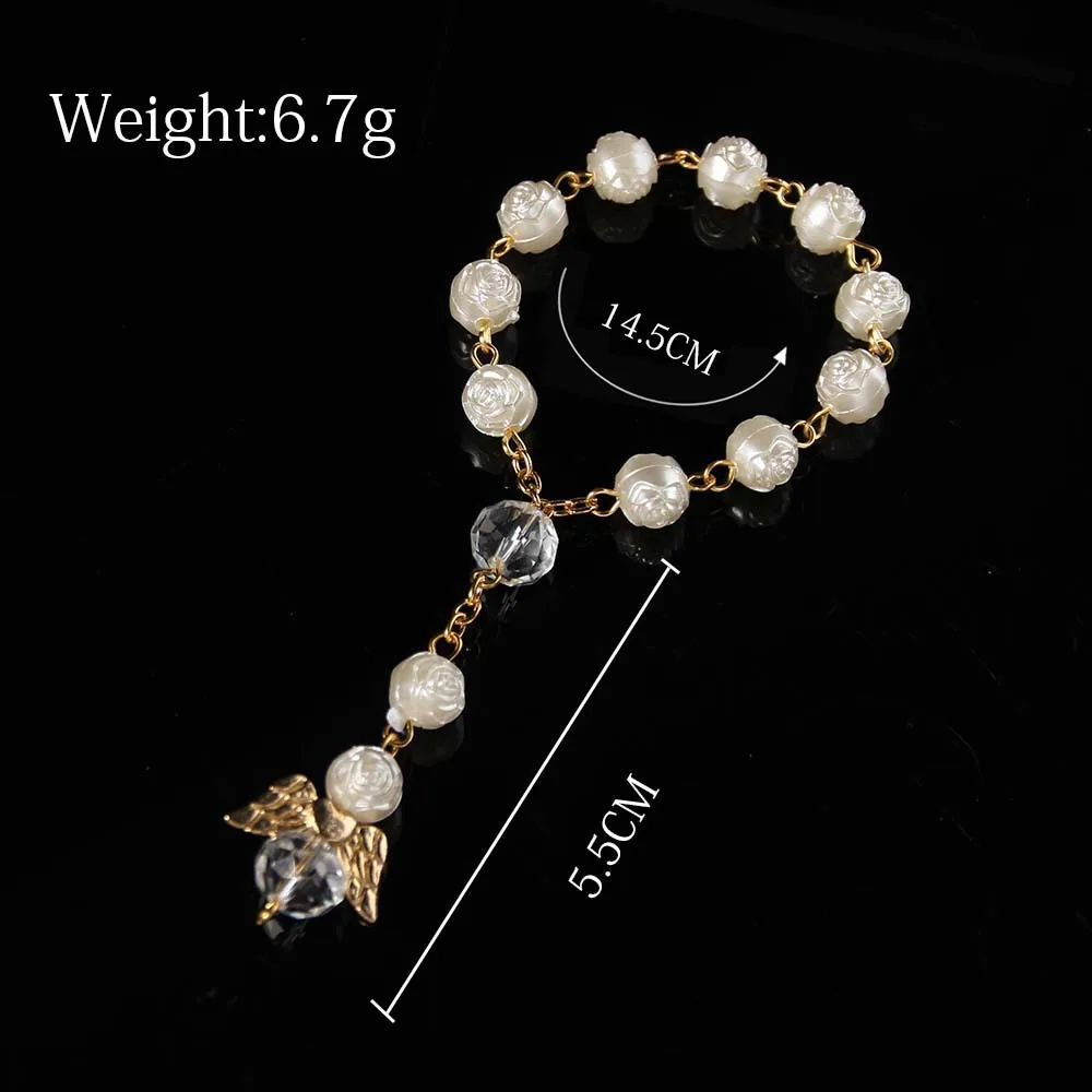 종교 장식품 가톨릭 성찬식 컵 선물, 천사 세례 묵주 팔찌 구슬, 10 개, 20 개, 50 개