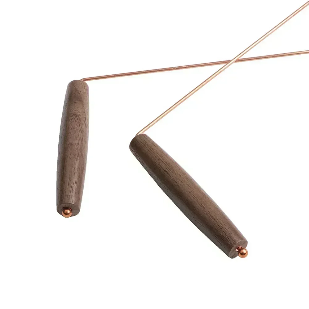 2 pezzi di rame puro metal detector asta acqua streghe portatile drago ricerca strumento di divinazione con manici in legno asta da rabdomanzia
