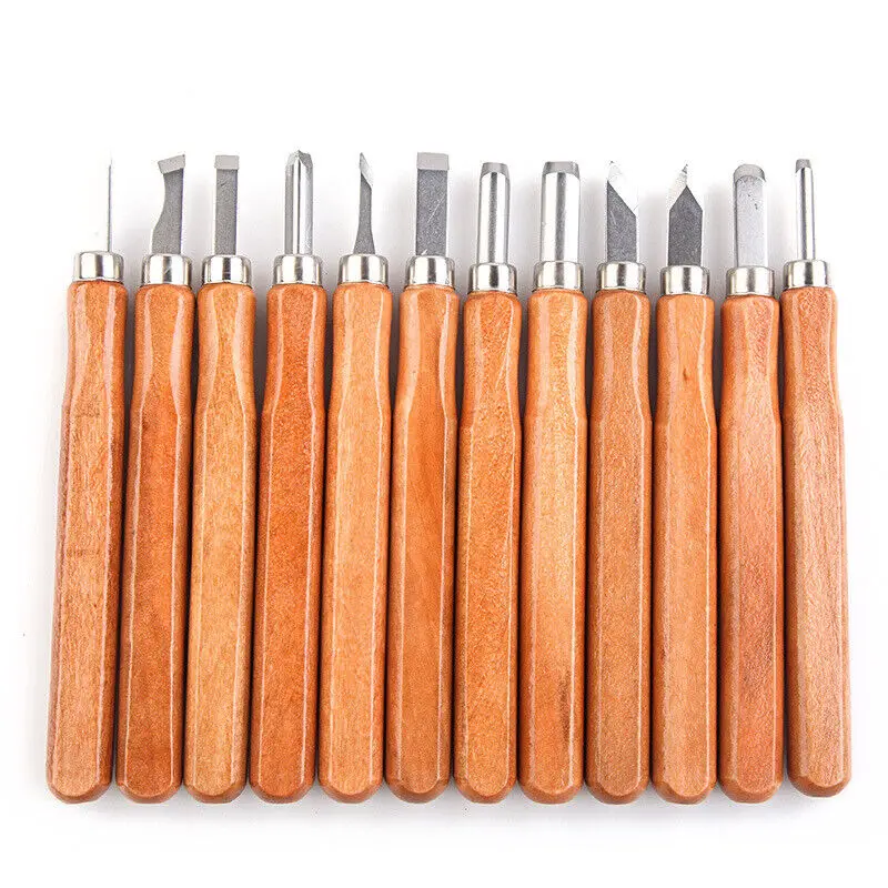 12 Pcs Wood Carving Hand Chisel Tool Set Professional Woodworking Gouges Steel