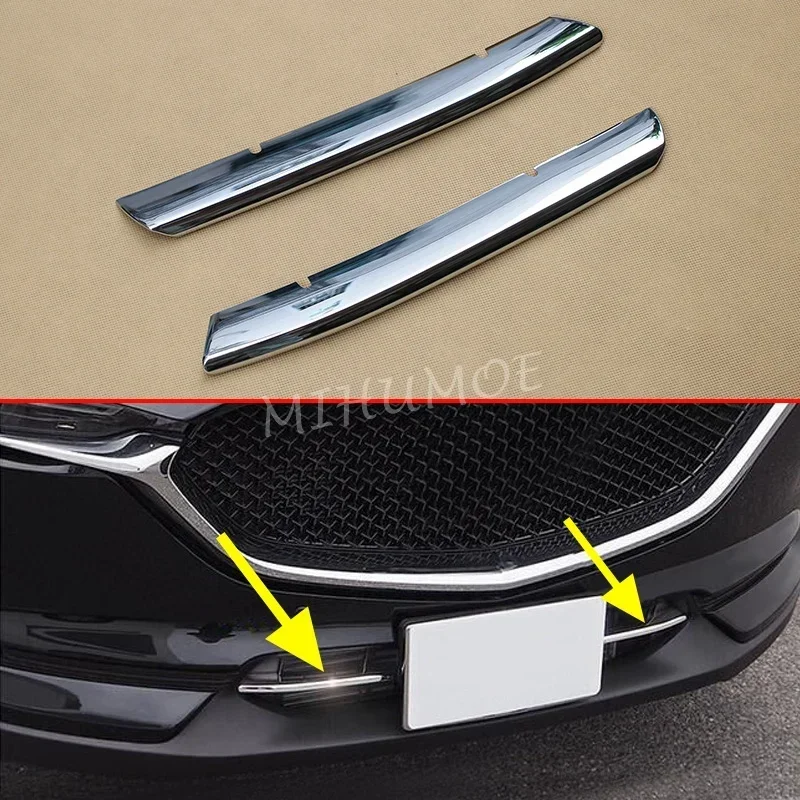 Chrome Front Bumper Grill Grille Trims Cover For Mazda CX-5 KF 2017 2018 2019 2020 2021