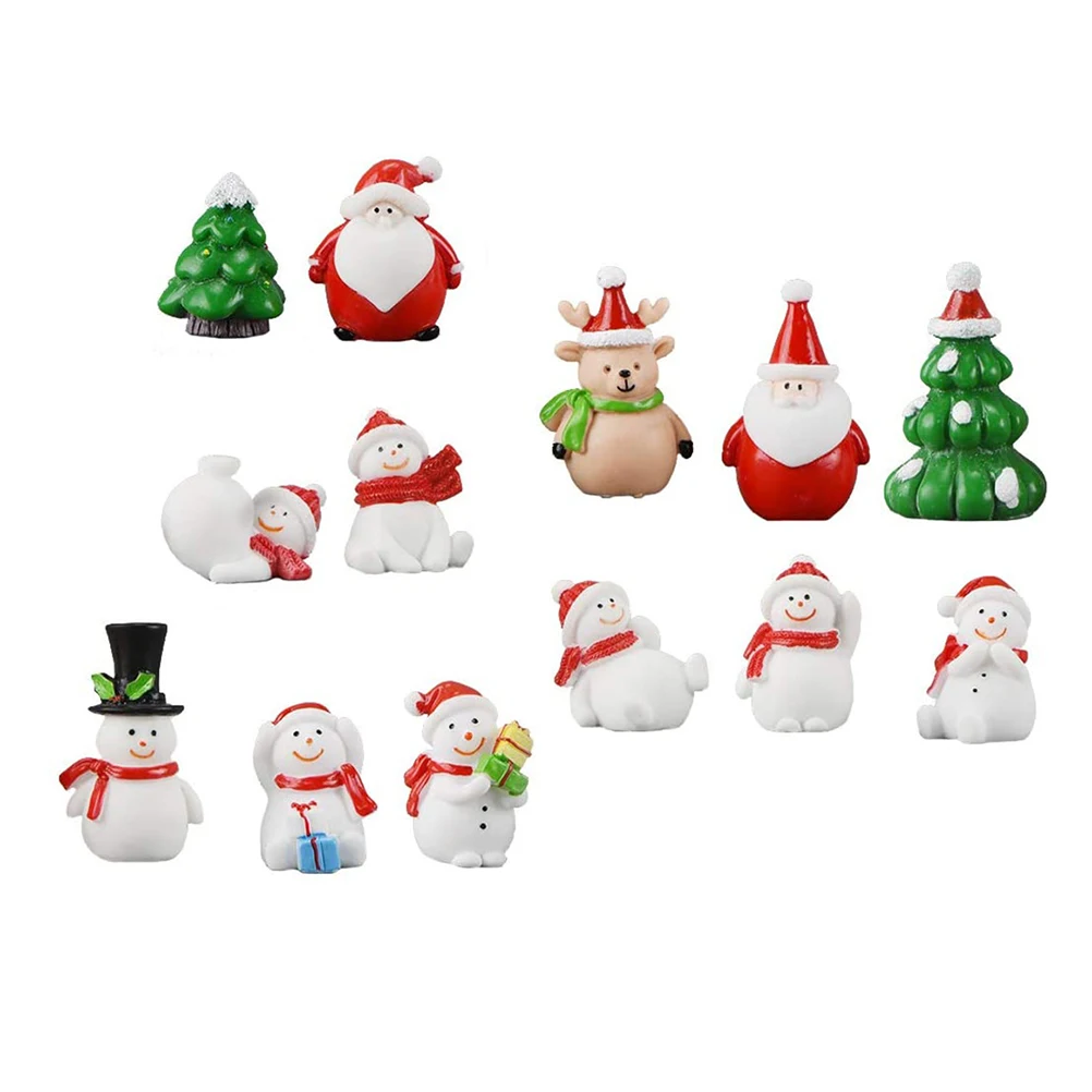 

13Pcs Christmas Snowman Ornament Resin Desktop Decor Mini Landscape Design for Living Window Holiday Party Xmas Scene