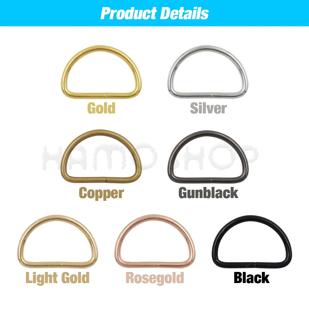 20/100pcs Metal D Ring Adjustable Buckle Clasp For Webbing Backpacks Straps Bags Cat Dog Collar Chain Buckles DIY Accessorie