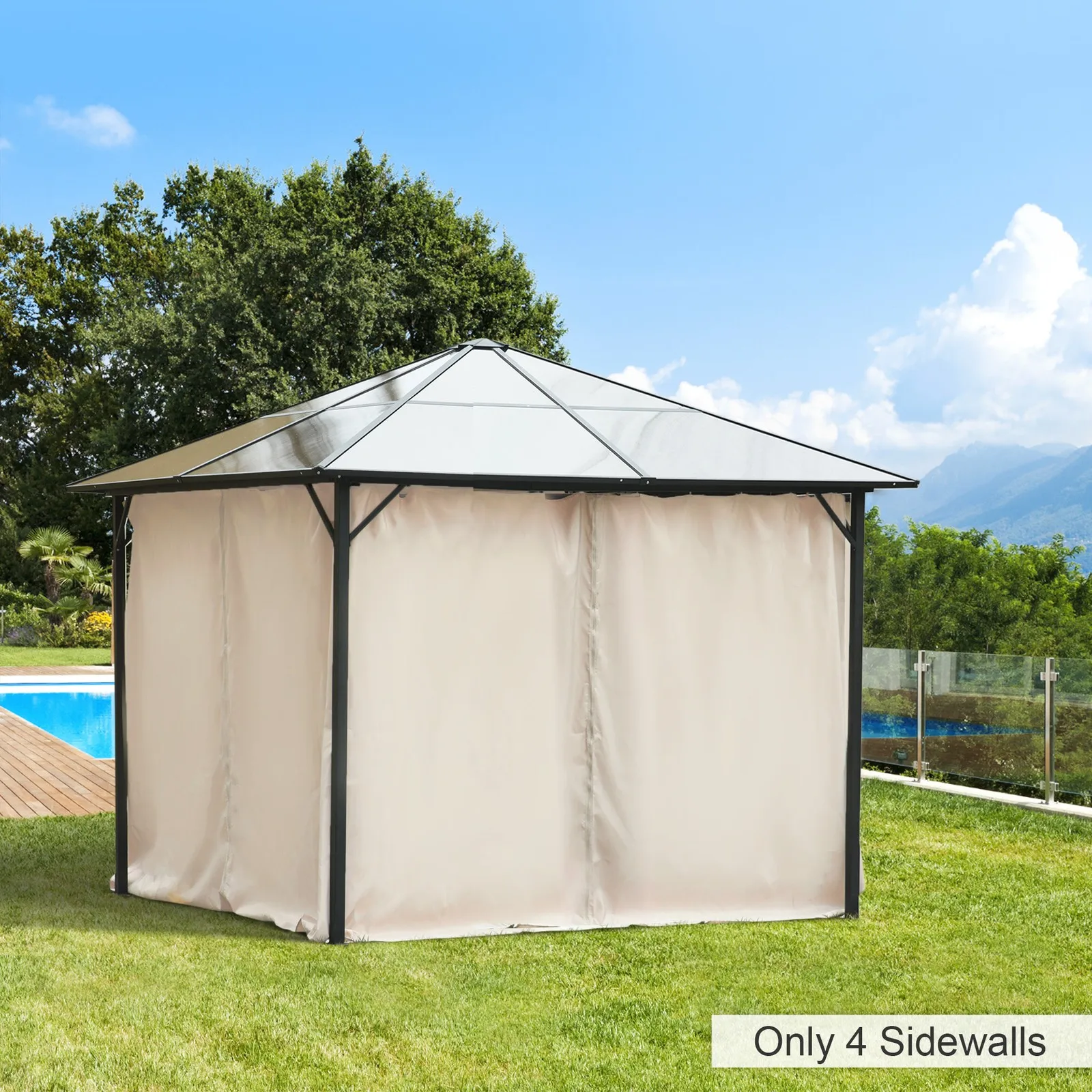 

119" x 80.75" Universal Pergola Curtain Kit w/ Hooks/C-Ring Included, Beige
