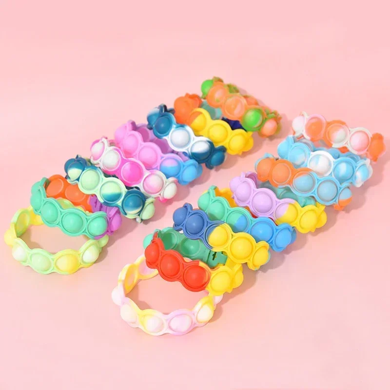 Pops Bubble Simple Dimple Toy Its Fidget Anti Stress Relief Colorful Silicone Bracelet Anxiety Sensory for Autism Adhd Children