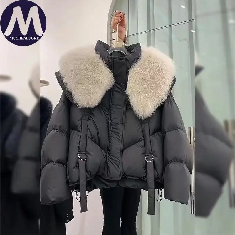 Women's Jacket Winter New Fur Collar Long Sleeves Thickening Keep Warm Parkas Korean Fashion Slim Fit Street Trends Parka Coats