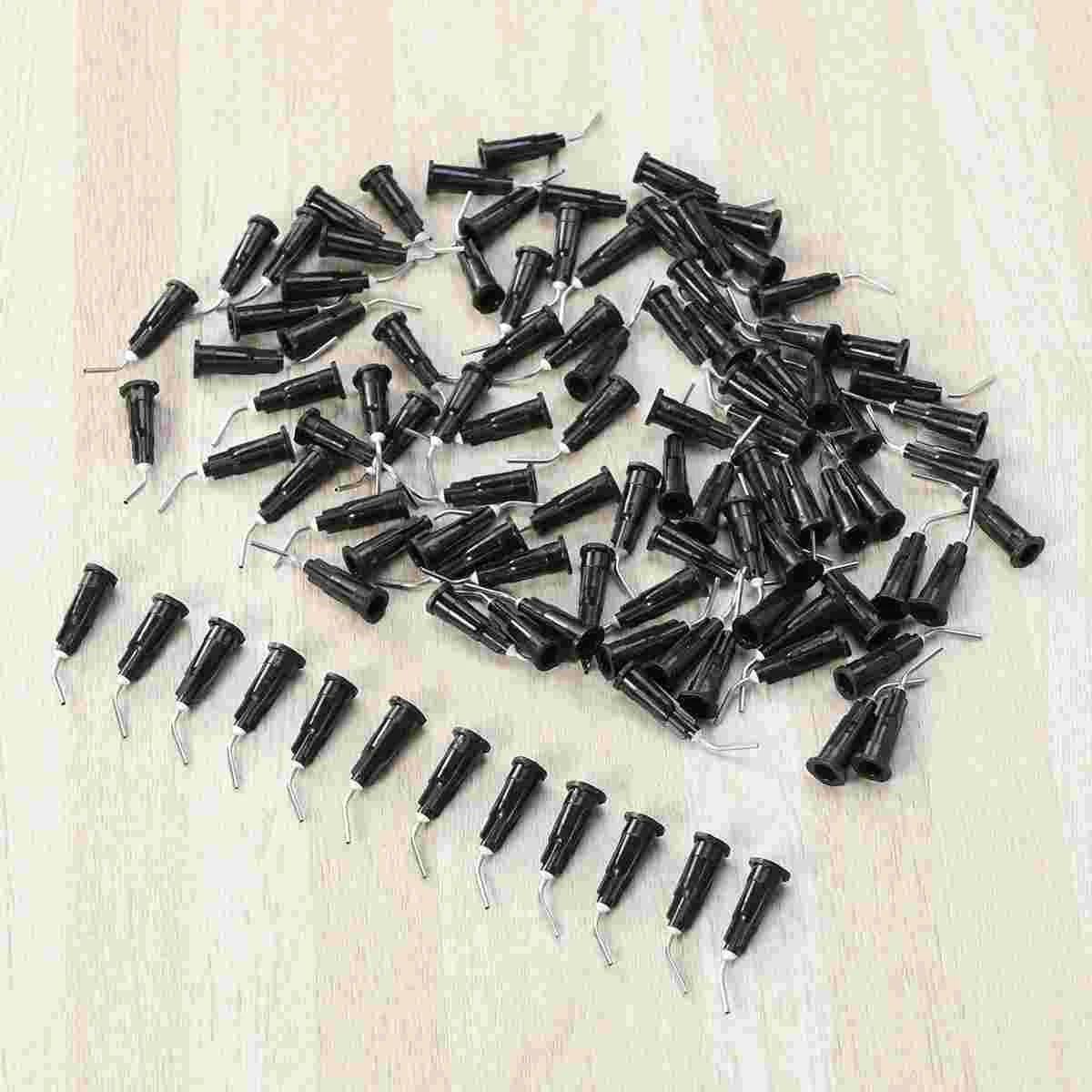 100PCS Resin Dental Bent Needles Tip Disposable Dental Composite Needles Dental Cleaning Tool (18G 12MM Black)