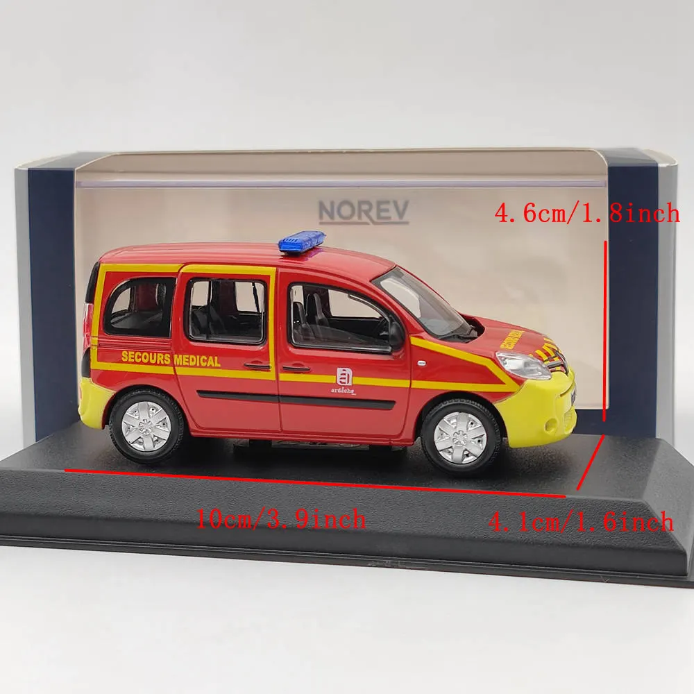 1:43 Norev Kangoo SECOURS SANTE POMPIERS 2013 Red Diecast Models Car Limited Collection Auto Toys Gift