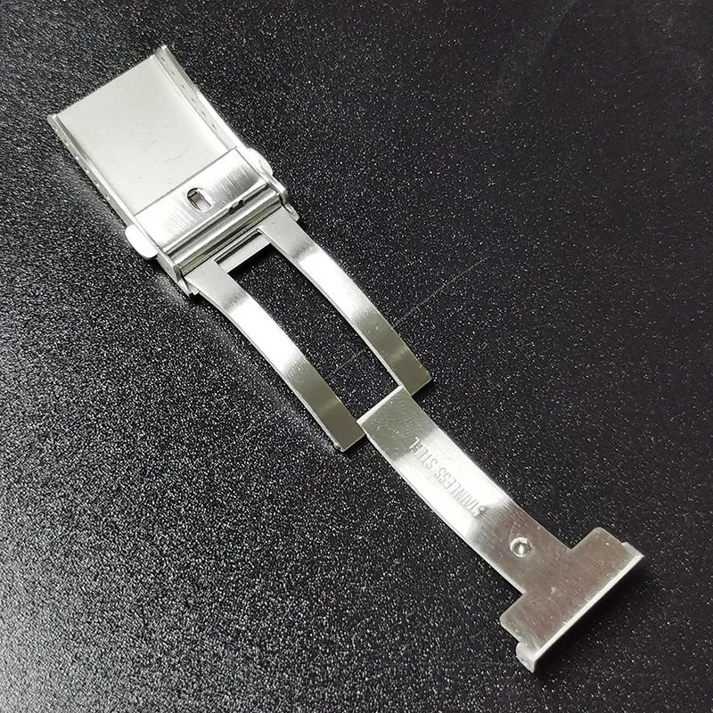 16mm 18mm 20mm 22mm Stainless Steel Folding Buckle 6 Holes Extended Double Push Butterfly Clasp Watch Band Brushed Buckle