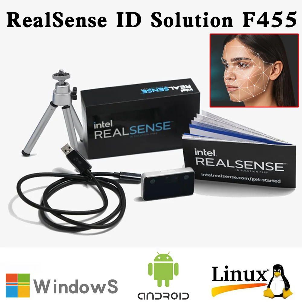 New Intel® RealSense™ ID Solution F455 3D camera AI Face recognition Sensor Facial authentication Face-scan Entrance guard model