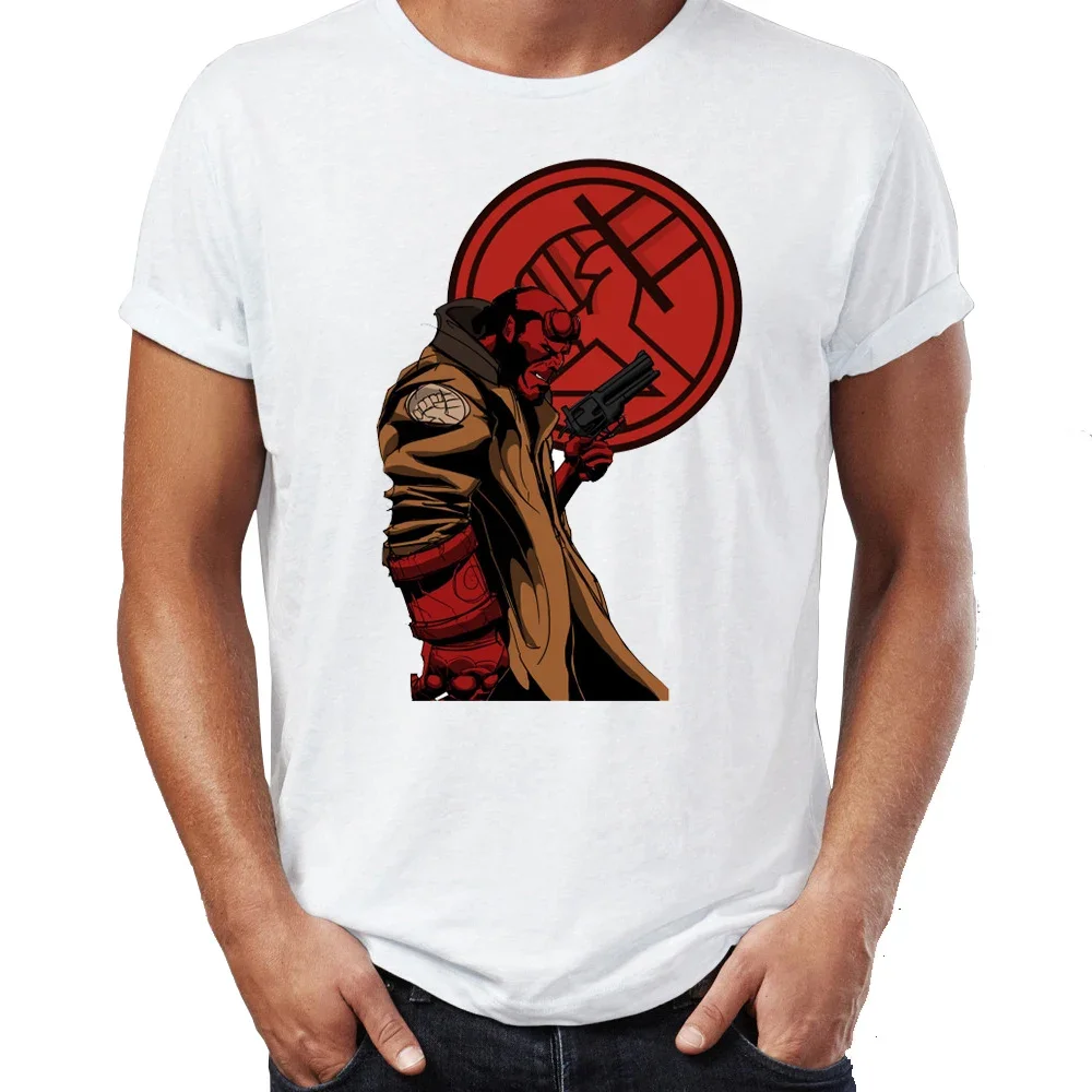 Hip Hop Tees Top Harajuku New Men's Streetwear T-shirt Hellboy Movie Anti-hero Demon Badass Artsy Awesome Artwork Printed Tshirt