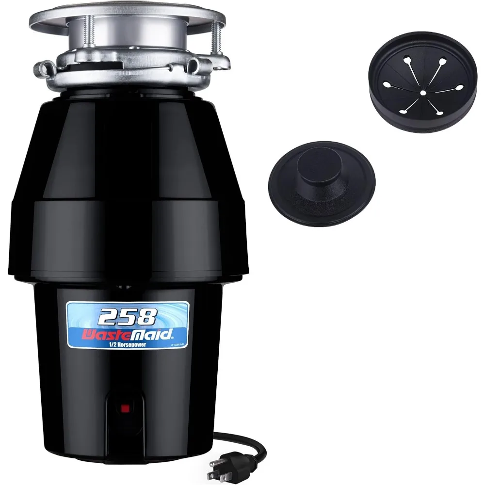 

10-US-WM-258-3B Garbage Disposal Anti-Jam Stainless Steel Food Waste Grinding System, 1/2 HP Mid Duty, Black