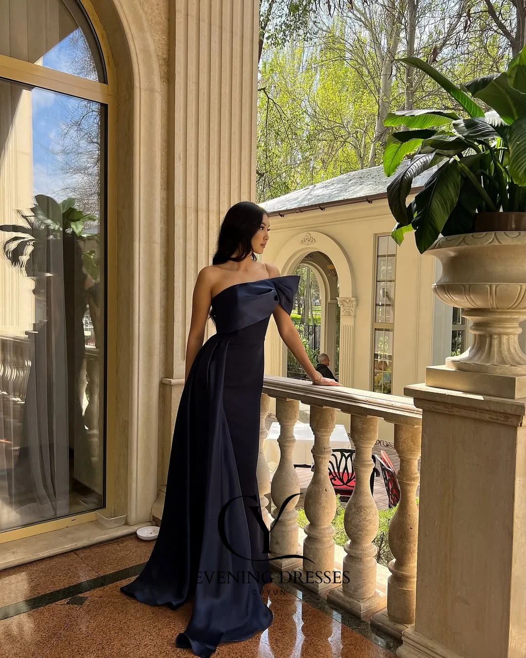 CUYUN-vestidos de noche elegantes de un hombro con tren, vestidos formales para eventos para mujer, vestido largo de fiesta de graduación personalizado con línea A, 2026