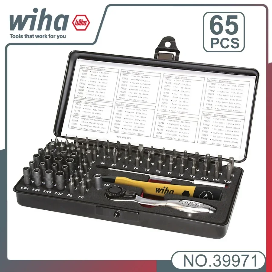 

Genuine WIHA NO.39971 wiha 65 Piece Electronics ESD Precision Micro Bit Set Screwdrivers Bits Suitable for Precision Mechanics