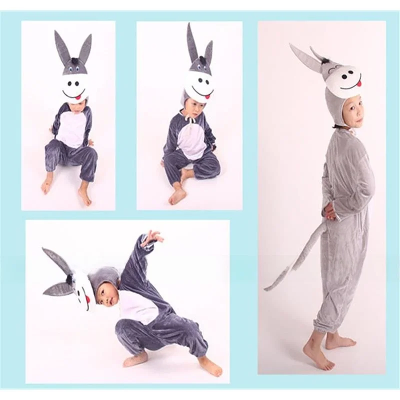 أزياء الهالوين Donkey Onesie المتطابقة بين الوالدين والطفل، زي أداء رياض الأطفال، ملابس كاني السنوية