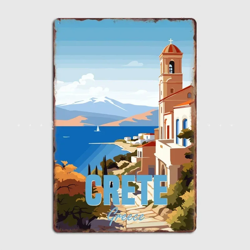 

Crete Greece Travel Scenic Spot Poster Metal Plaque Tin Sign Home Decor Room Decoration Kitchen Wall Decor